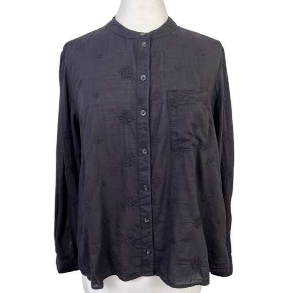 Anthropologie Pilcro The Whitney Trapeze Embroidered Cotton Button-Front Blouse - Picture 1 of 9